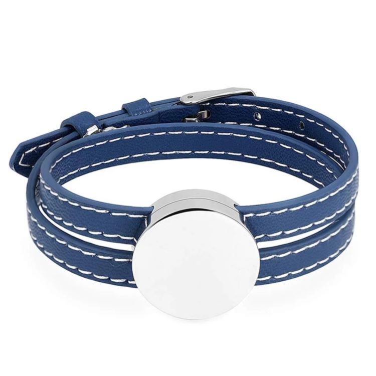 circle blue leather memorial bracelet