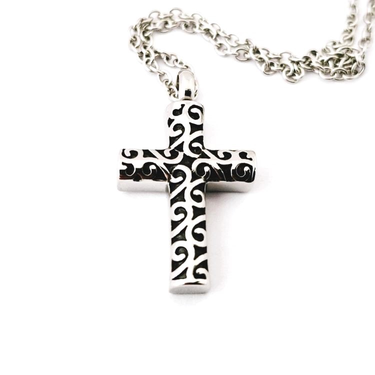 cross embossed memorial pendant