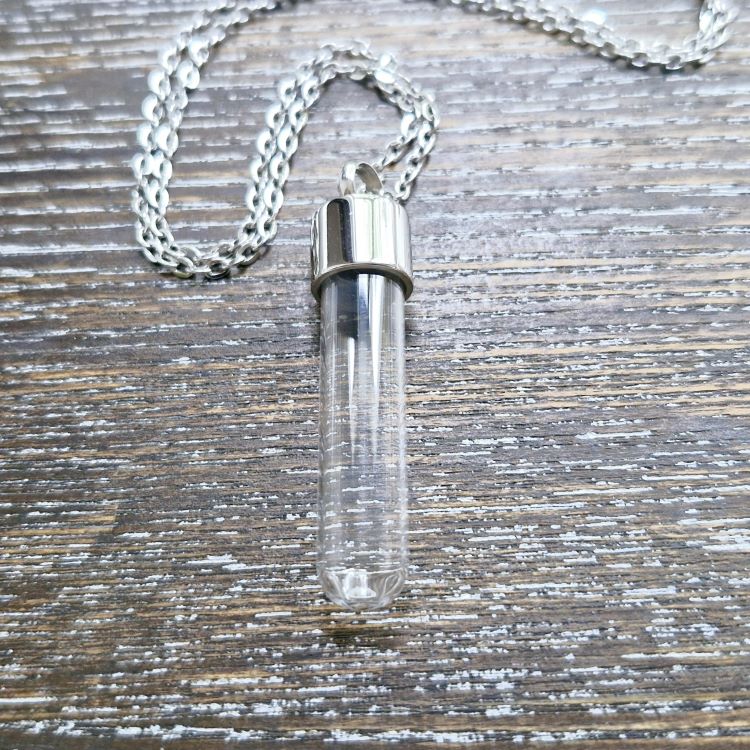 Glass tube memorial pendant