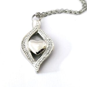 Heart in Teardrop with zirconias memorial pendant