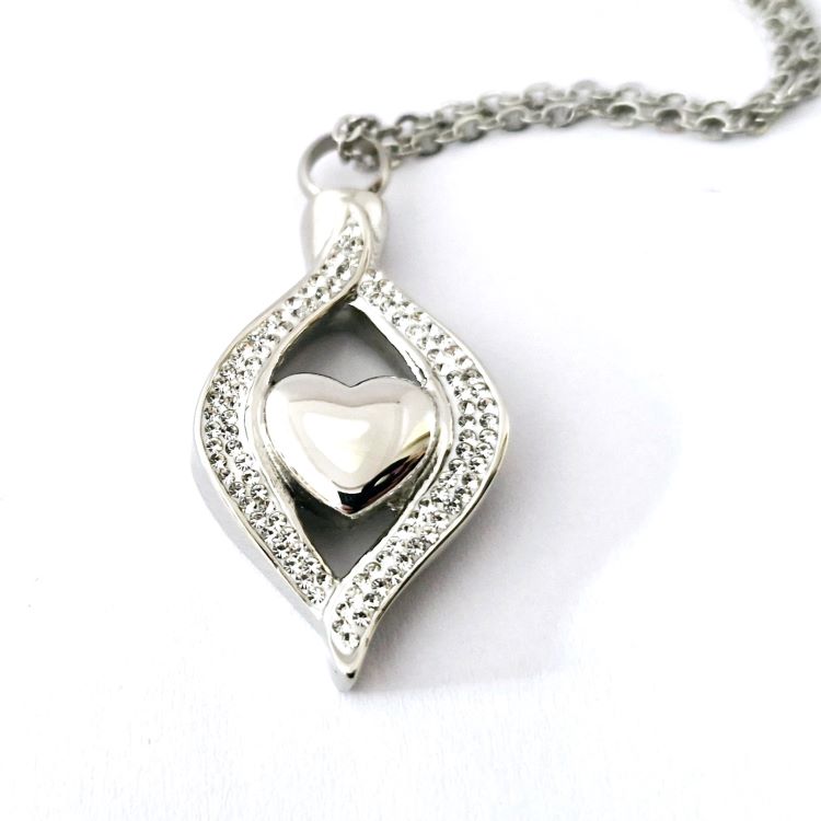 Teardrop in Heart with zirconias memorial pendant