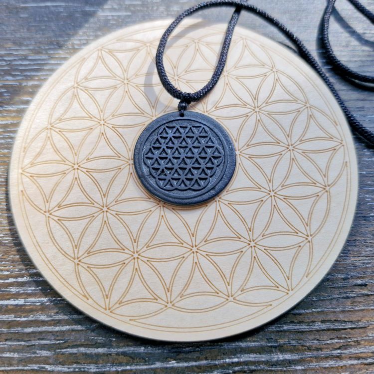 Shungite with Flower of life symbol