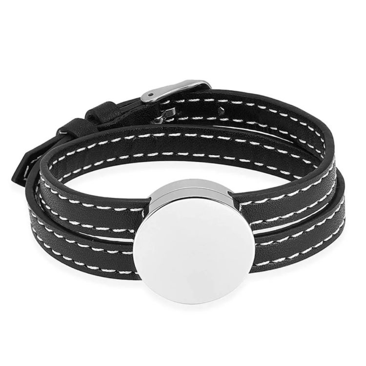 circle black leather memorial bracelet