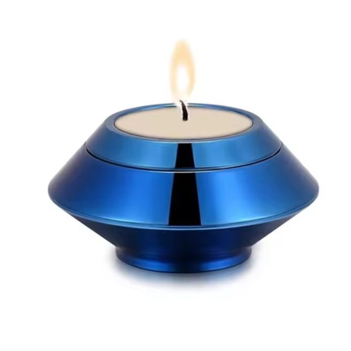 Blue candle urn closed