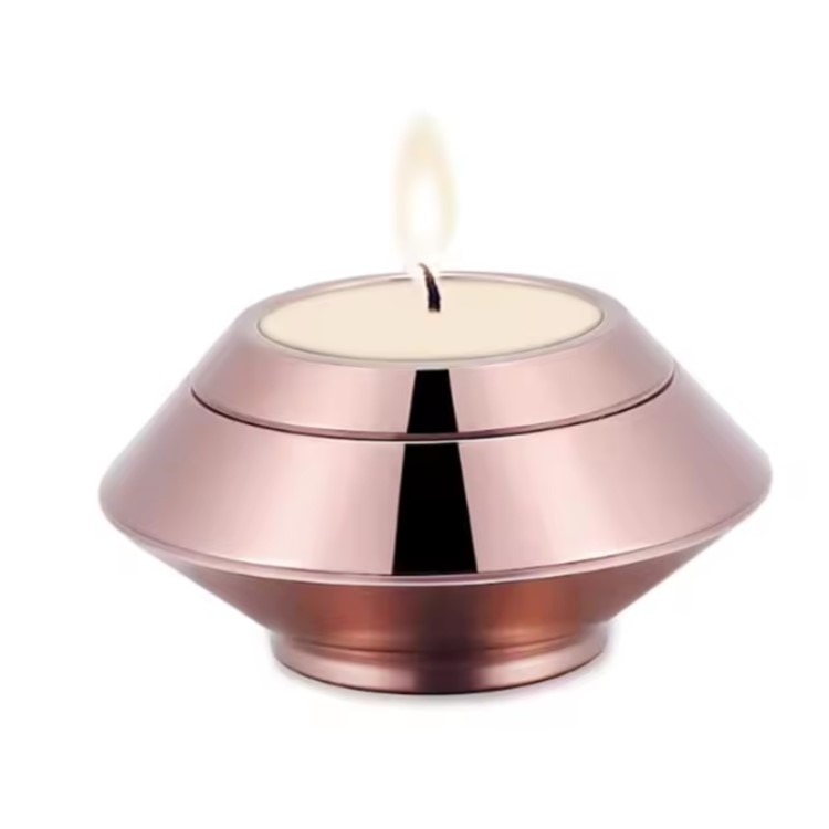 Rose gold candle urn closed