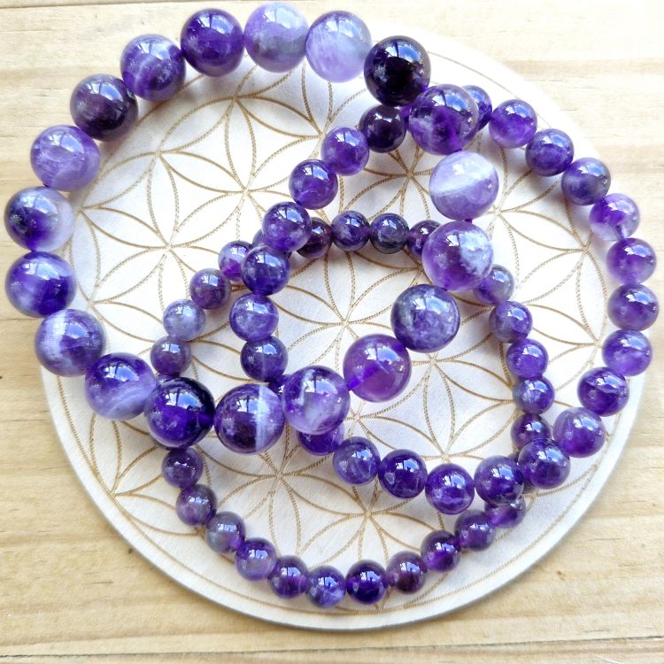 Amethyst bracelets 10mm 8mm & 6mm bead sizes