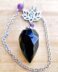 Obsidian faceted pendulum with lotus & OM charm