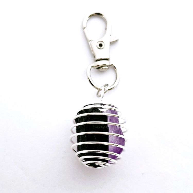 Protective Shield Charm, with Tourmaline point and Amethyst