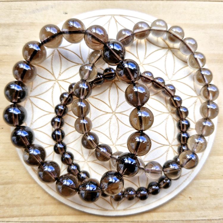 Smoky Quartz bracelets round beads 10mm 8mm & 6mm