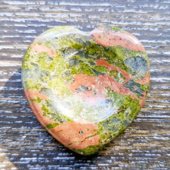 Unakite heart worry stone