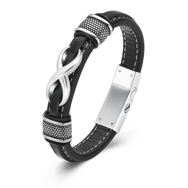 Infinity Leather Memorial Bracelet