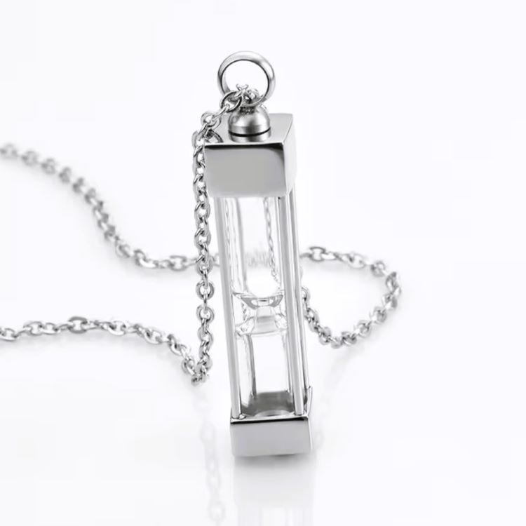 Glass Hourglass Memorial Pendant