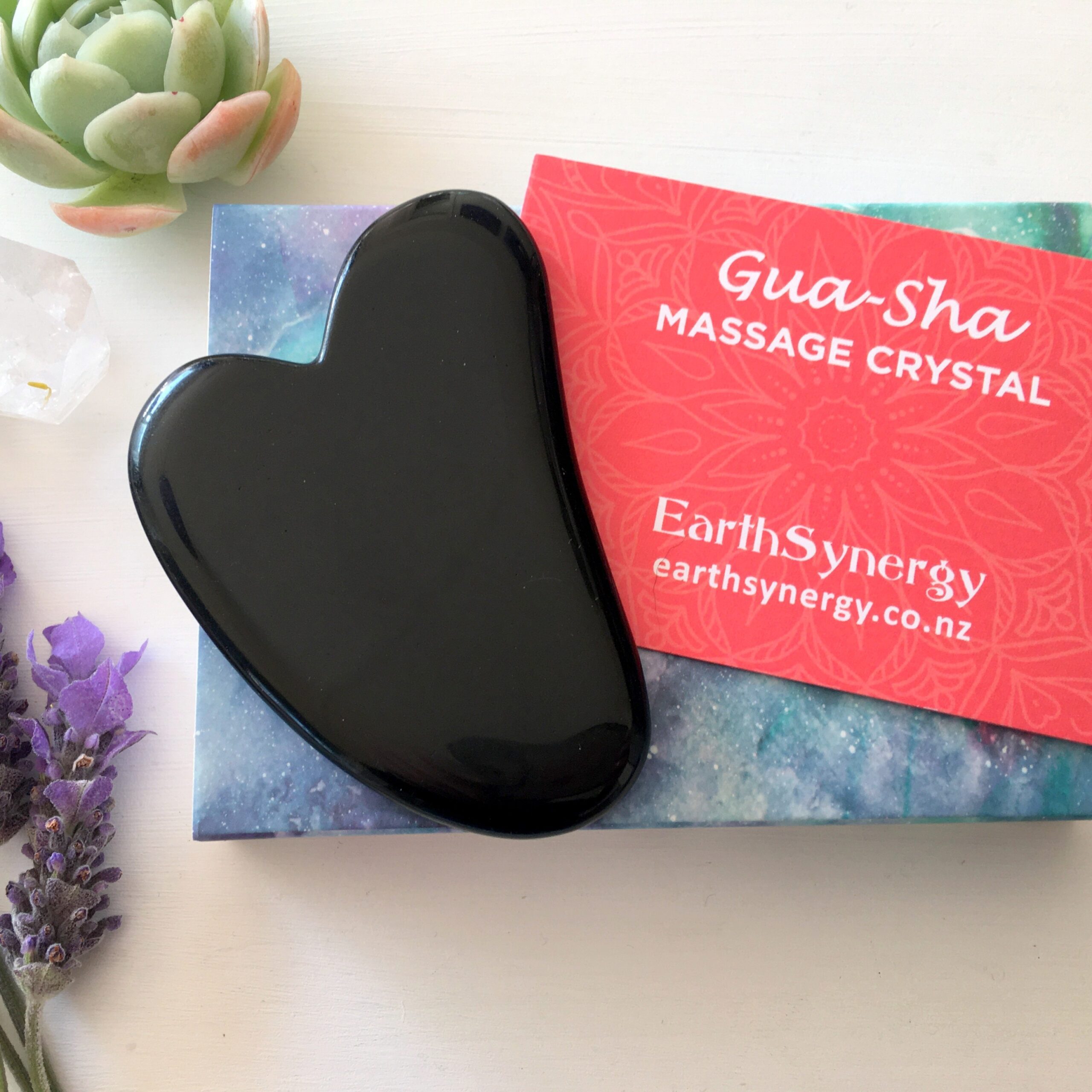 Obsidian gua sha heart packaging square