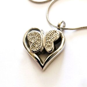 Butterfly in Heart Memorial Pendant