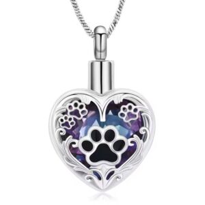 Pawprint Heart Memorial Pendant